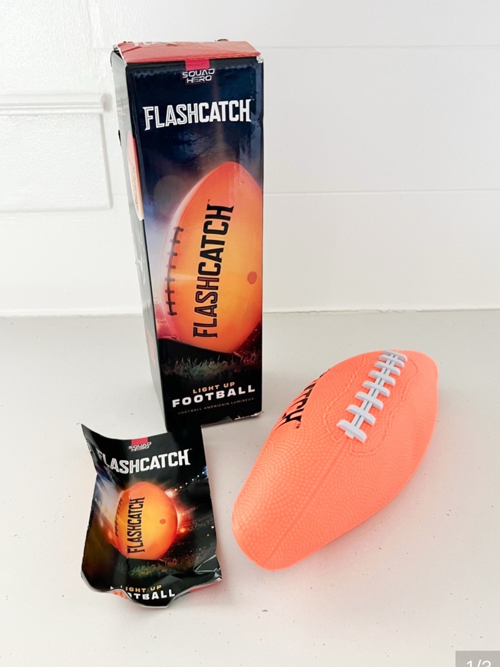 NIB FlashCatch Light Up Football Official Size 6 LED Glow in the Dark